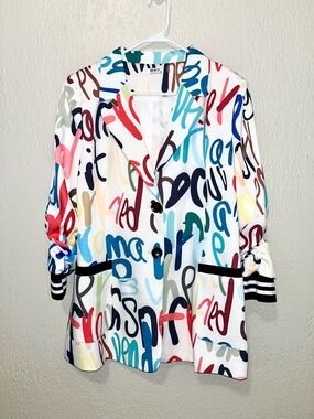 WHY DRESS  Multicolor Graffiti Print Blazer SZ-XL